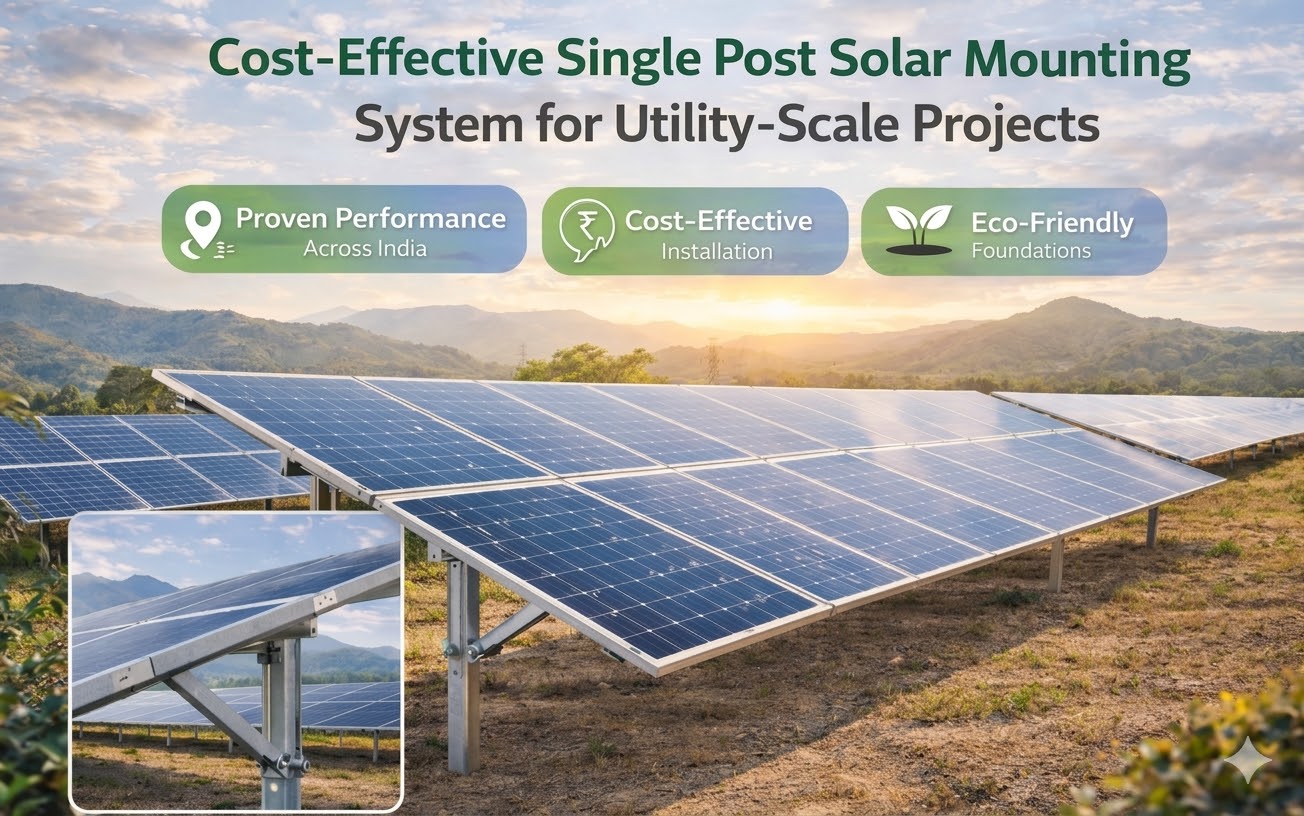 Single Post Structure Cost-Effective Single Post Solar Mounting System | Solnxt Energy
